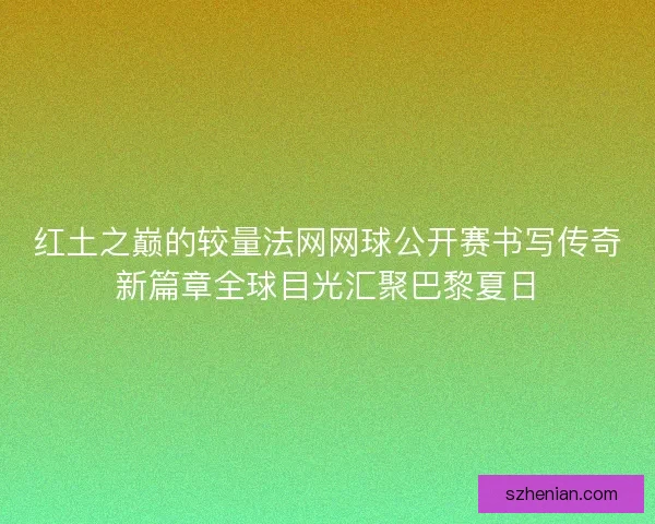 红土之巅的较量法网网球公开赛书写传奇新篇章全球目光汇聚巴黎夏日