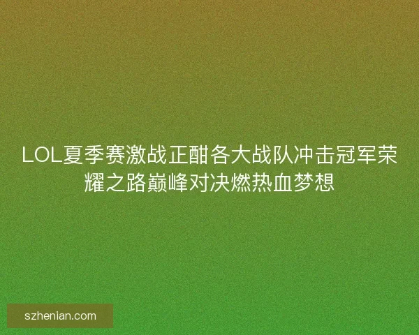 LOL夏季赛激战正酣各大战队冲击冠军荣耀之路巅峰对决燃热血梦想 LOL夏季赛激战正酣各大战队冲击冠军荣耀之路巅峰对决燃热血梦想