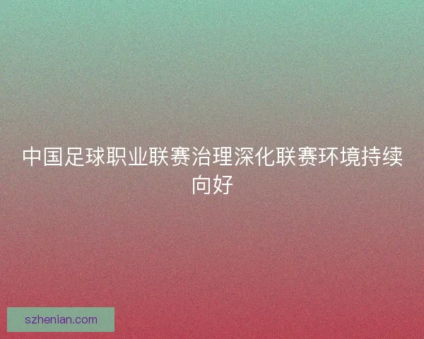 中国足球职业联赛治理深化联赛环境持续向好